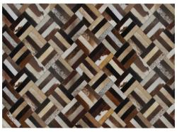 TEMPO KONDELA Luxus bőrszőnyeg, barna|fekete|bézs, patchwork, 200x300 , bőr TIP 2