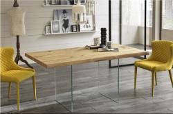 ST VOLARE tölgyfa dekor design étkezőasztal üveg lábakkal (ST-OM/273/RO ST-OM/274/RO)