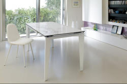 ST CERAMICA kerámia lapos bővíthető design étkezőasztal- fehér/szürke márvány/márvány /szürke / calacatta (ST-OM/312/MB)
