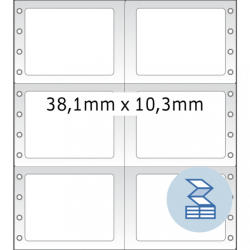Herma No. 8228 fehér színű 38, 1 x 10, 3 mm méretű, 2 pályás, mátrix nyomtatóval nyomtatható, öntapadó leporellós címke, permanens ragasztóval - kiszerelés: 24000 címke / doboz