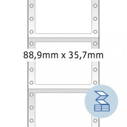 Herma No. 8161 fehér színű 88, 9 x 35, 7 mm méretű, 1 pályás, mátrix nyomtatóval nyomtatható, öntapadó leporellós címke, permanens ragasztóval - kiszerelés: 2000 címke / doboz