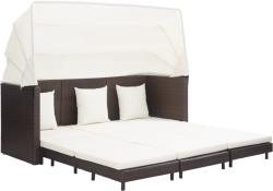 vidaXL Canapea extensibilă cu 3 locuri, cu acoperiș poliratan, maro (46076)