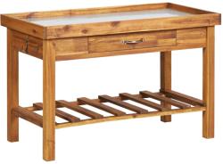 vidaXL Banc de lucru de grădină, blat din zinc, lemn masiv de acacia (46561)