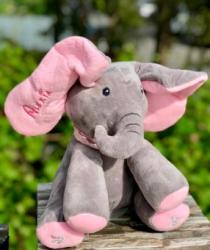 Toy World Elefant roz din plus Peek a Boo(Cucu-Bau) personalizat (KT 721)