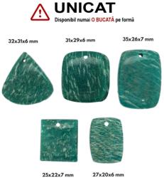  Pandantiv Amazonit Russian Dreptunghi - Picatura cu Gaura - 27-35 x 20-31 x 6-7 mm - ( XL ) - 1 Buc