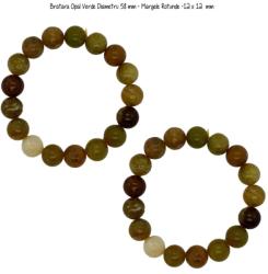  Bratara Opal Verde din Madagascar Diametru 58 mm - Margele Rotunde 12 x 12 mm
