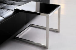  JENNA design üveg lerakóasztal - fekete/fehér (EH-JJ-1008)