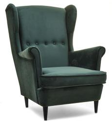 VOX bútor MALMO füles fotel, sötétzöld-fekete