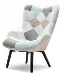 VOX bútor NURIA steppelt skandináv fotel patchwork 2-fekete