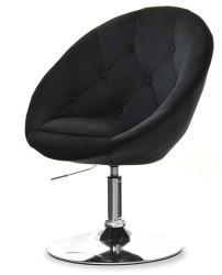 Vox bútor SALA 3 fekete plüss forgó klubfotel, krómozott talp