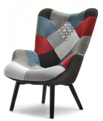 VOX bútor NURIA steppelt skandináv fotel patchwork 1-fekete