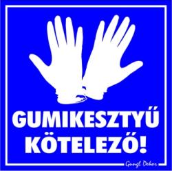  Gumikesztyű kötelező! Piktogramos kismatrica tábla