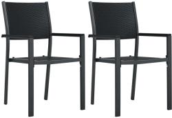 vidaXL 2 db fekete rattan hatású műanyag kerti szék (47889/47887)