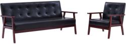 vidaXL Set canapea, 2 buc. , negru, piele artificială, (278397) Canapea