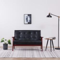 vidaXL Canapea cu 2 locuri, negru, piele ecologică (248642) Canapea