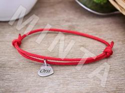 R. M. ékszer Gravírozható szív medálos vörös paracord karkötő (12663-BT)