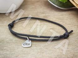 R. M. ékszer Gravírozható szív medálos fekete paracord karkötő (12664-BT)