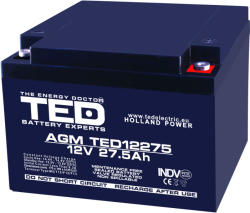 TED Electric Acumulator 12V 27.5A AGM VRLA 165x175x126mm M5 TED Battery Expert Holland (AGM TED12275)