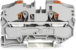 Wago 2-conductor through terminal block; with push-button; 16 mm2; with test port; side and center marking; for DIN-rail 35 x 15 and 35 x 7.5; Push-in CAGE CLAMP®; 16, 00 mm2; gray (2216-1201)