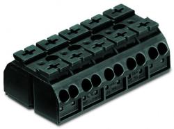 Wago 4-conductor chassis-mount terminal strip; 5-pole; without ground contact; 4 mm2; 4, 00 mm2; black (862-515)