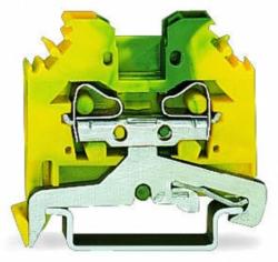 Wago 2-conductor ground terminal block; 4 mm2; lateral marker slots; for DIN-rail 35 x 15 and 35 x 7.5; CAGE CLAMP®; 4, 00 mm2; green-yellow (281-107)