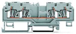 Wago 4-conductor through terminal block; 4 mm2; with test port; without shield contact; center marking; for DIN-rail 35 x 15 and 35 x 7.5; CAGE CLAMP®; 4, 00 mm2; gray (880-831/999-940)
