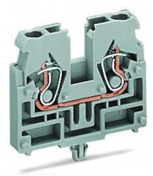 Wago 2-conductor terminal block; without push-buttons; with snap-in mounting foot; for plate thickness 0.6 - 1.2 mm; Fixing hole 3.5 mm Ø; 2.5 mm2; CAGE CLAMP®; 2, 50 mm2; light gray (869-319)