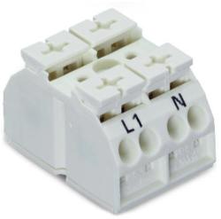 Wago 4-conductor chassis-mount terminal strip; suitable for Ex e II applications; 2-pole; L1-N; without ground contact; for 3 mm ø screw and nut; with 2x pin; 4 mm2; 4, 00 mm2; white (862-1652/999-950)