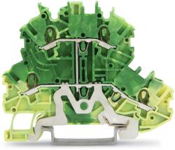 Wago Double-deck terminal block; 4-conductor ground terminal block; PE; without marker carrier; internal commoning; for DIN-rail 35 x 15 and 35 x 7.5; 1 mm2; Push-in CAGE CLAMP®; 1, 00 mm2; green-yellow (2