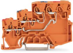 Wago 3-conductor sensor supply terminal block; for PNP (positive) switching sensors; Power supply from control panel side; with colored conductor entries; 2.5 mm2; Push-in CAGE CLAMP®; 2, 50 mm2; orange (2