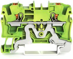 Wago 2-conductor ground terminal block; 4 mm2; with test port; side and center marking; for DIN-rail 35 x 15 and 35 x 7.5; Push-in CAGE CLAMP®; 4, 00 mm2; green-yellow (2204-1207)