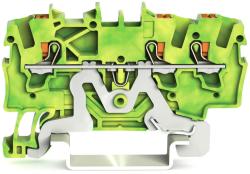 Wago 3-conductor ground terminal block; 1.5 mm2; with test port; side and center marking; for DIN-rail 35 x 15 and 35 x 7.5; Push-in CAGE CLAMP®; 1, 50 mm2; green-yellow (2201-1307)