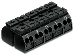 Wago 4-conductor chassis-mount terminal strip; suitable for Ex e II applications; 5-pole; PE-N-L1-L2-L3; without ground contact; 4 mm2; 4, 00 mm2; black (862-1525/999-950)