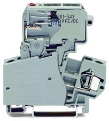 Wago 2-conductor fuse terminal block; with pivoting fuse holder; for glass cartridge fuse ¼" x 1¼"; with blown fuse indication by LED; 30 - 65 V; for DIN-rail 35 x 15 and 35 x 7.5; 4 mm2; CAGE CLAMP®; 4, 0