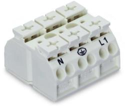 Wago 4-conductor chassis-mount terminal strip; 3-pole; N-PE-L1; with ground contact; 4 mm2; 4, 00 mm2; white (862-8693)