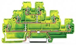 Wago Triple-deck terminal block; 6-conductor ground terminal block; PE; without marker carrier; internal commoning; for DIN-rail 35 x 15 and 35 x 7.5; 2.5 mm2; CAGE CLAMP®; 2, 50 mm2; green-yellow (870-557