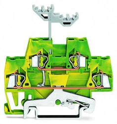 Wago Double-deck terminal block; 4-conductor ground terminal block; internal commoning; for DIN-rail 35 x 15 and 35 x 7.5; 2.5 mm2; CAGE CLAMP®; 2, 50 mm2; green-yellow (280-517)
