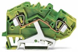 Wago 2-conductor ground terminal block; 6 mm2; suitable for Ex e II applications; center marking; for DIN-rail 35 x 15 and 35 x 7.5; CAGE CLAMP®; 6, 00 mm2; green-yellow (782-607/999-950)
