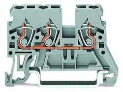 Wago 3-conductor through terminal block; 2.5 mm2; lateral marker slots; for DIN-rail 35 x 15 and 35 x 7.5; CAGE CLAMP®; 2, 50 mm2; gray (870-681)
