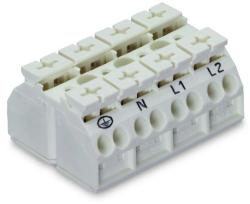 Wago 4-conductor chassis-mount terminal strip; 4-pole; PE-N-L1-L2; without ground contact; 4 mm2; 4, 00 mm2; white (862-1694)