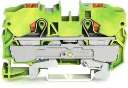 Wago 2-conductor ground terminal block; 10 mm2; with test port; side and center marking; for DIN-rail 35 x 15 and 35 x 7.5; Push-in CAGE CLAMP®; 10, 00 mm2; green-yellow (2210-1207)