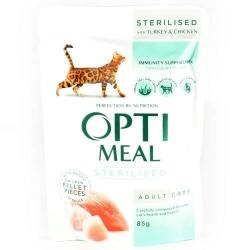 Optimeal Cat Hrana umeda pentru pisici sterilizate, cu file de curcan si pui in sos 12 x 85 gr