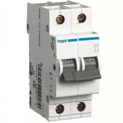 Hager NB206A, Kismegszakító 2P, 6A, B karakterisztika, 10 kA (Hager NB206A) (NB206A)