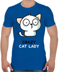 printfashion Cat lady - Férfi póló - Királykék (2532896)