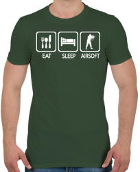 printfashion Eat Sleep Airsoft - Férfi póló - Katonazöld (2525086)