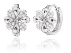 Silver Style argint cercei inele cu o floare cu zircons
