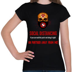 printfashion social distancing - Női póló - Fekete (2503352)