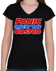 printfashion Panic - Női V-nyakú póló - Fekete (2535626)