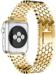 iUni Curea iUni compatibila cu Apple Watch 1/2/3/4/5/6/7, 38mm, Jewelry, Otel Inoxidabil, Gold (508271)