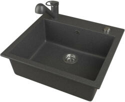  Gránit mosogató EOS Como + Kihúzható zuhanyfejes Shower csaptelep + dugókiemelő + szifon (fekete)